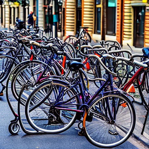 037_A bunch of bicycles parked on the street with items sitting around them.png